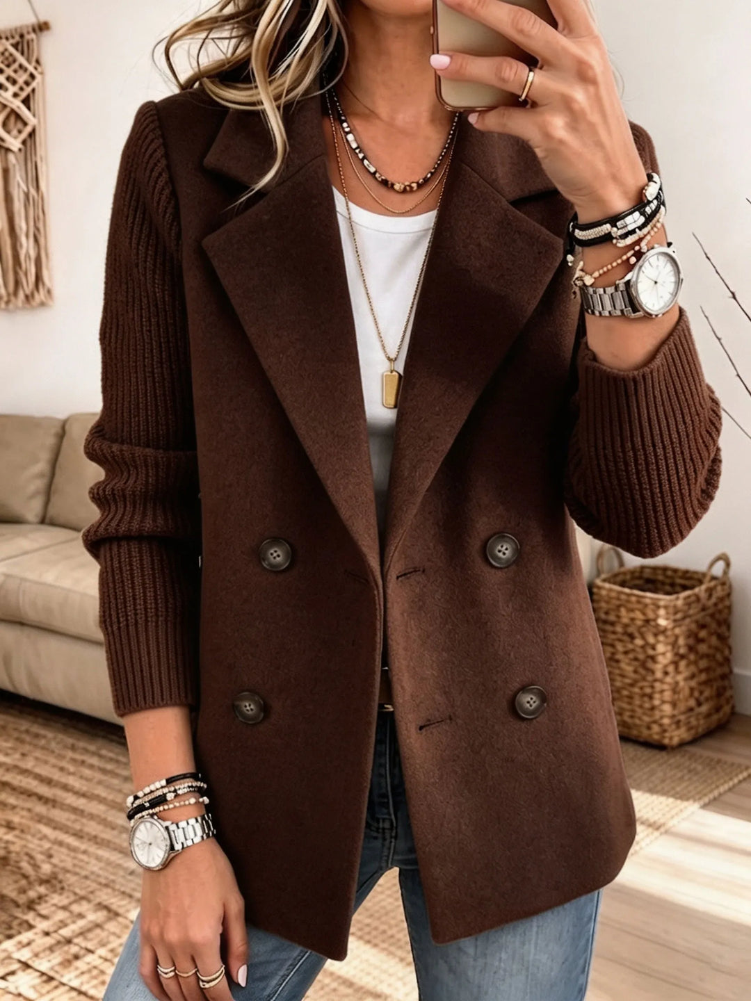 Carla™ | Elegancka marynarka z dzianinowymi rękawami