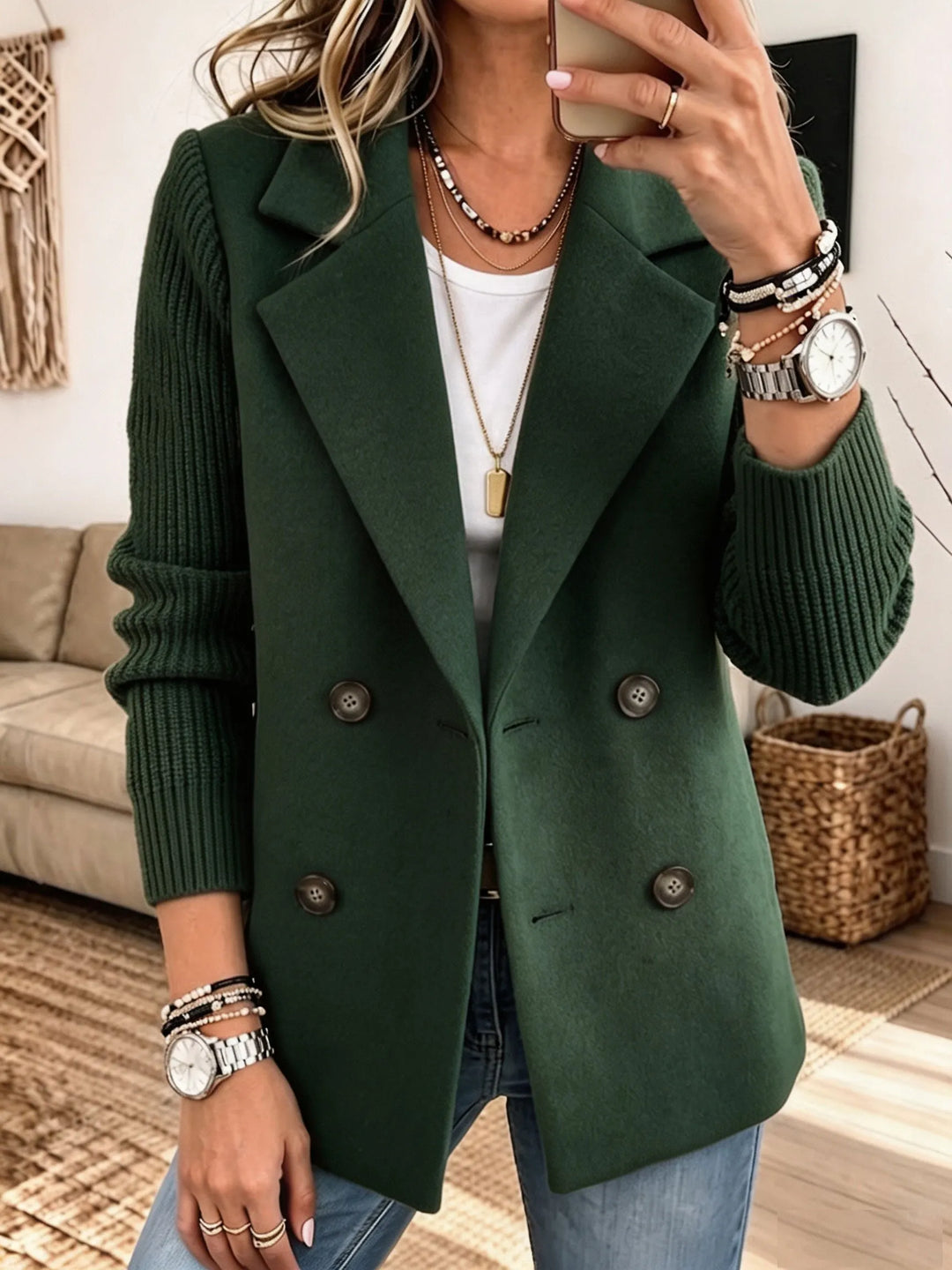 Carla™ | Elegancka marynarka z dzianinowymi rękawami