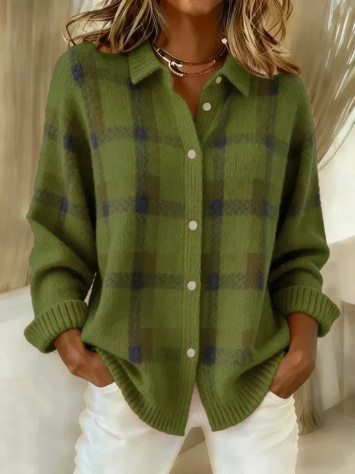 Joanna | Sweter w kontrastową kratę w stylu retro