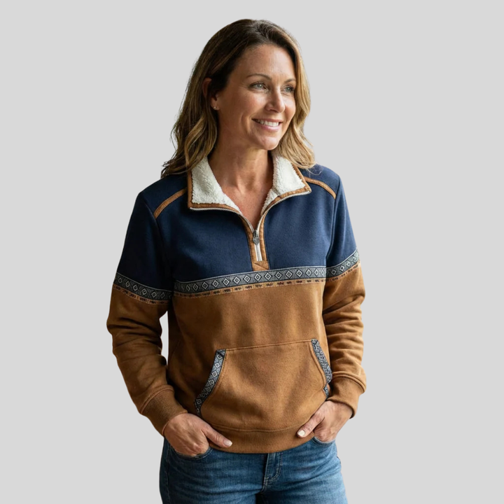 Alvette | Bluza z kołnierzem sherpa i krótkim zamkiem