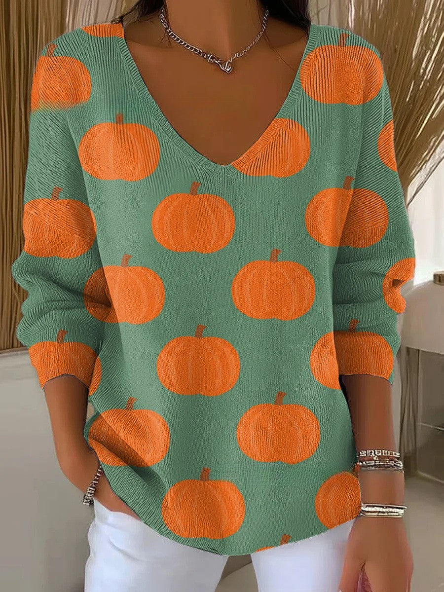 Grace | Kolorowy sweter z dekoltem w serek
