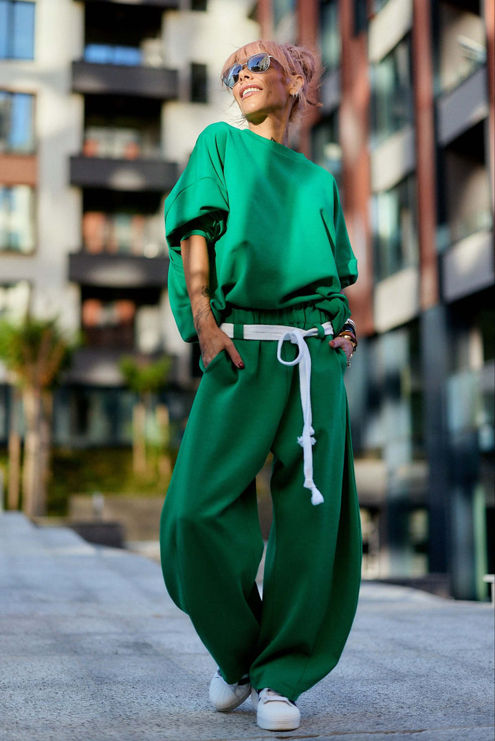 Guastalla™ | Zielony komplet oversize z bluzą i spodniami