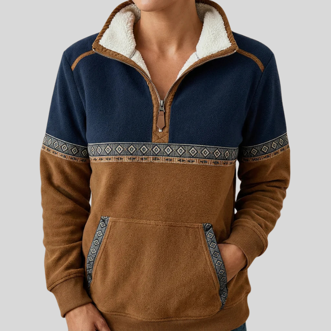 Alvette | Bluza z kołnierzem sherpa i krótkim zamkiem
