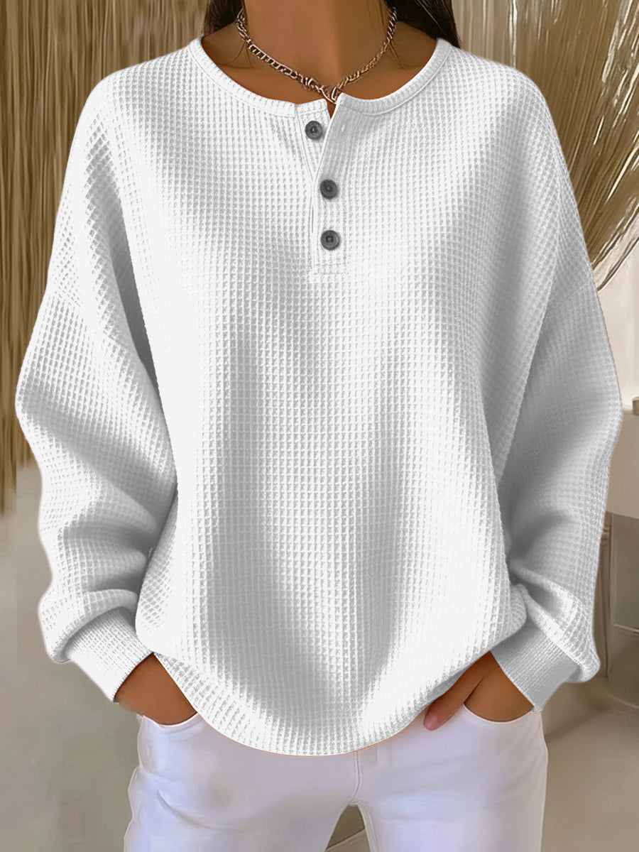 Mirabel™ | Przytulna bluza typu henley z wzorem waflowym