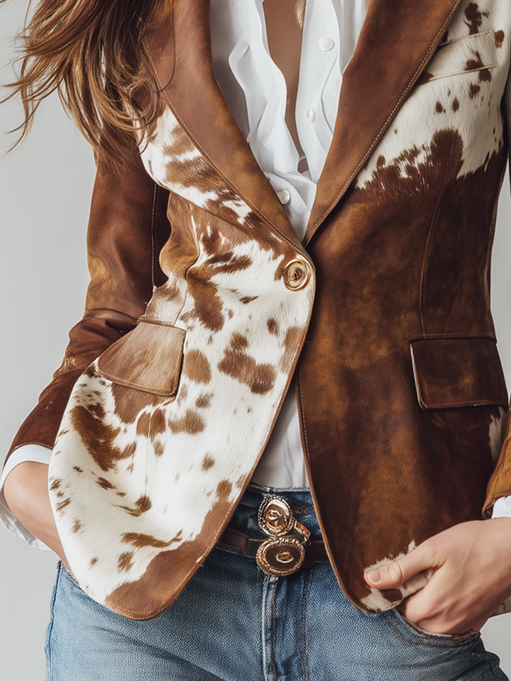 Agathe | Marynarka vintage z motywem krowim