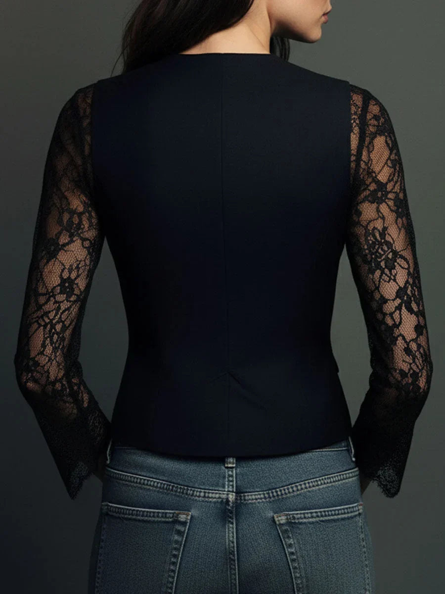 Noémie | Blazer-Top mit halbtransparenten Ärmeln