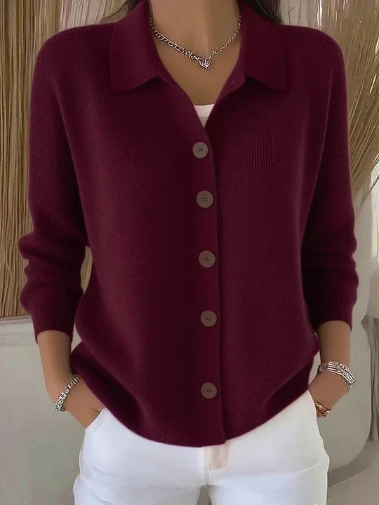 Josephine™ | Sweter z kołnierzem i zapięciem na guziki z przodu