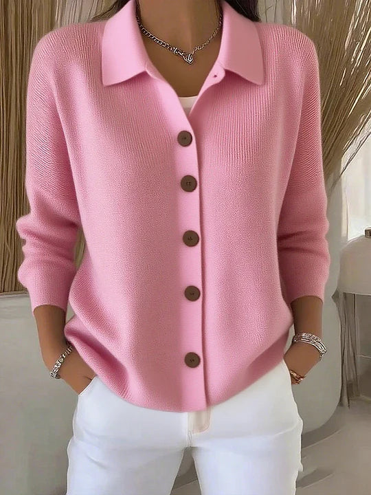 Josephine™ | Sweter z kołnierzem i zapięciem na guziki z przodu