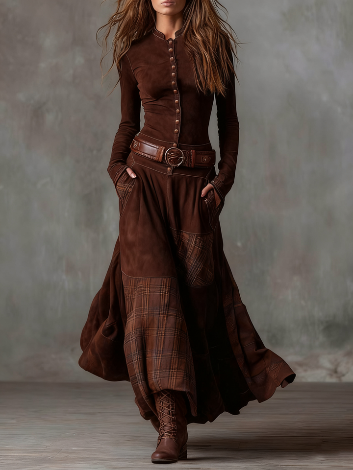 Adele™ | Długa sukienka w stylu vintage z paskiem