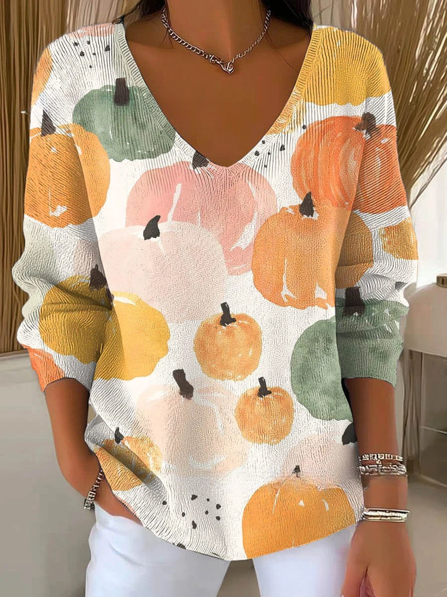 Daisy | Kolorowy sweter z dekoltem w serek