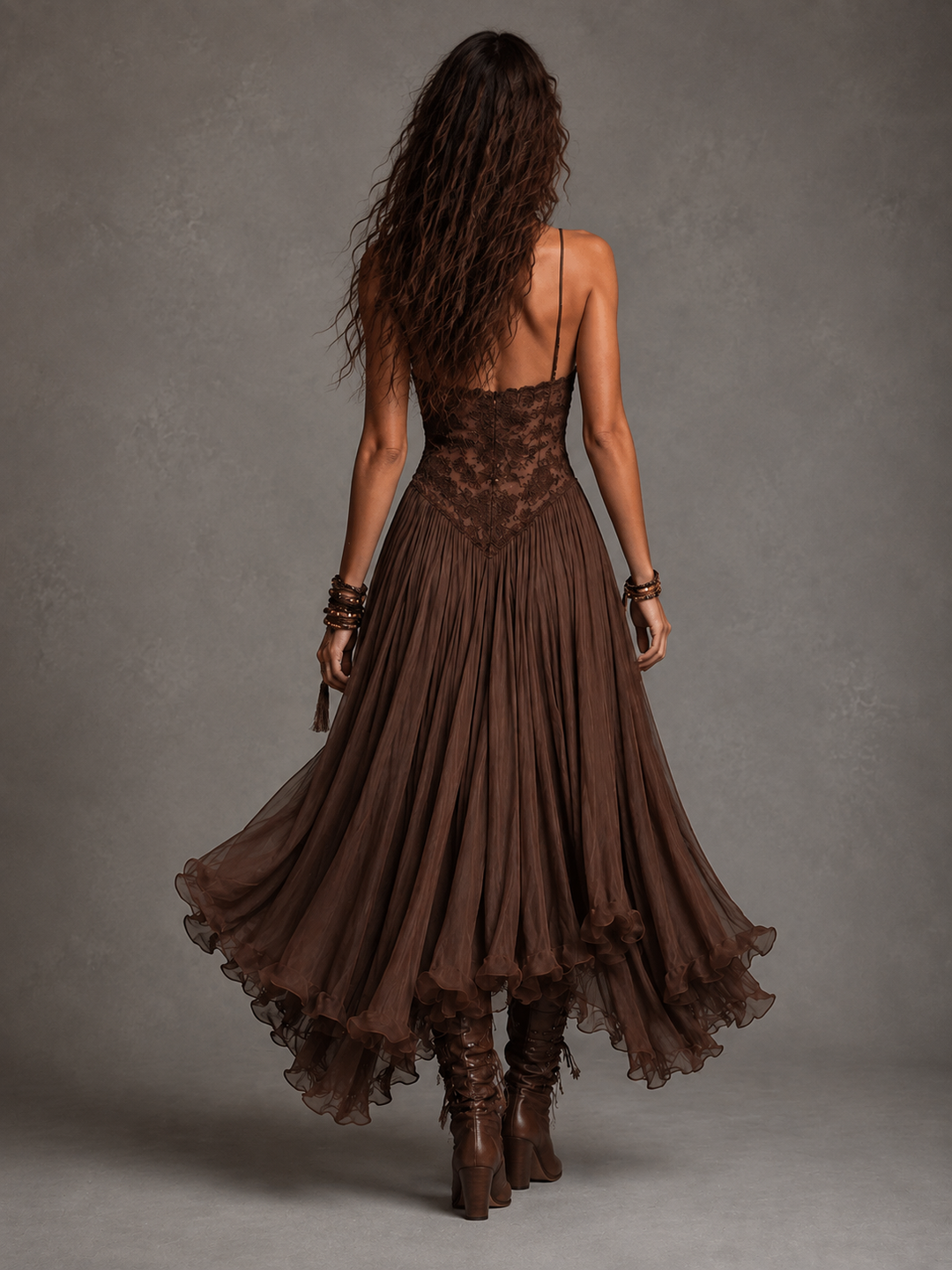 Olivia | Długa sukienka damska z koronką w stylu gorsetu