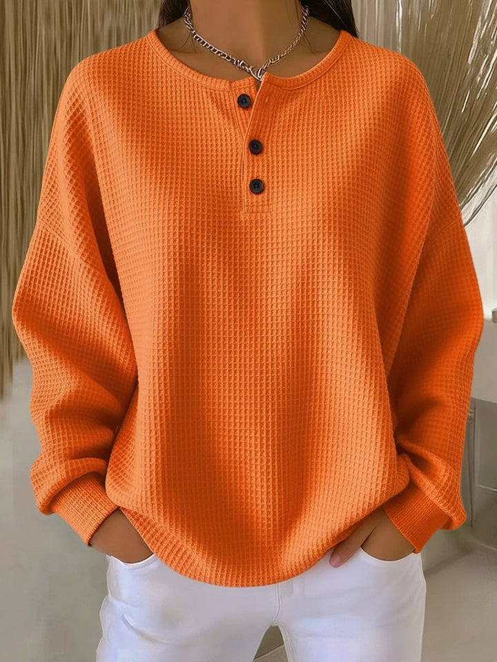 Mirabel™ | Przytulna bluza typu henley z wzorem waflowym