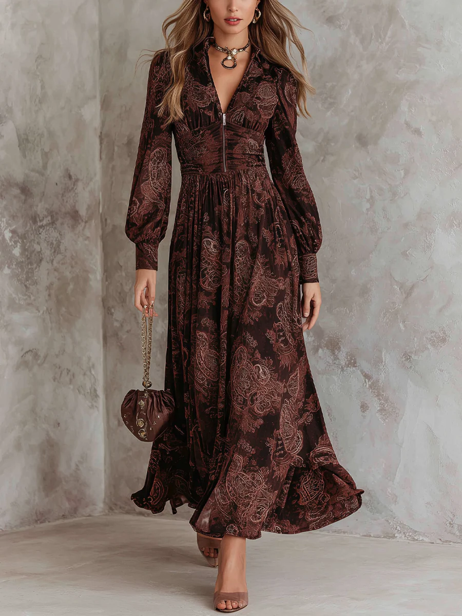 Zosia™ Sukienka Maxi z Paisley na Zamek