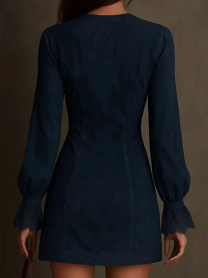 Déborah™ | Elegancka sukienka mini z zamszu i koronką