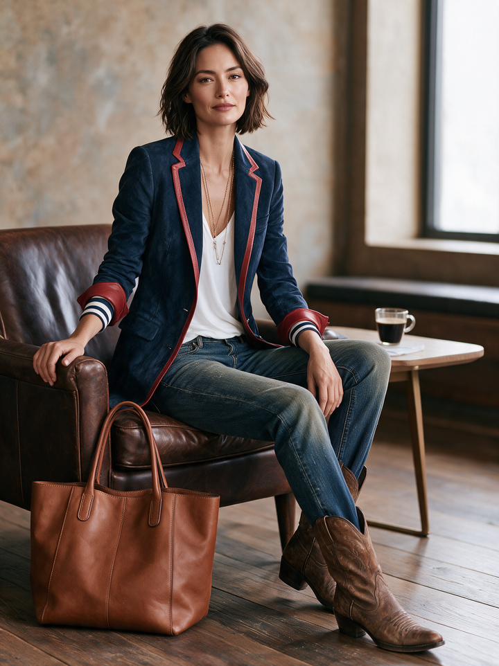 Ginevra™ | Marynarka vintage z imitacji zamszu