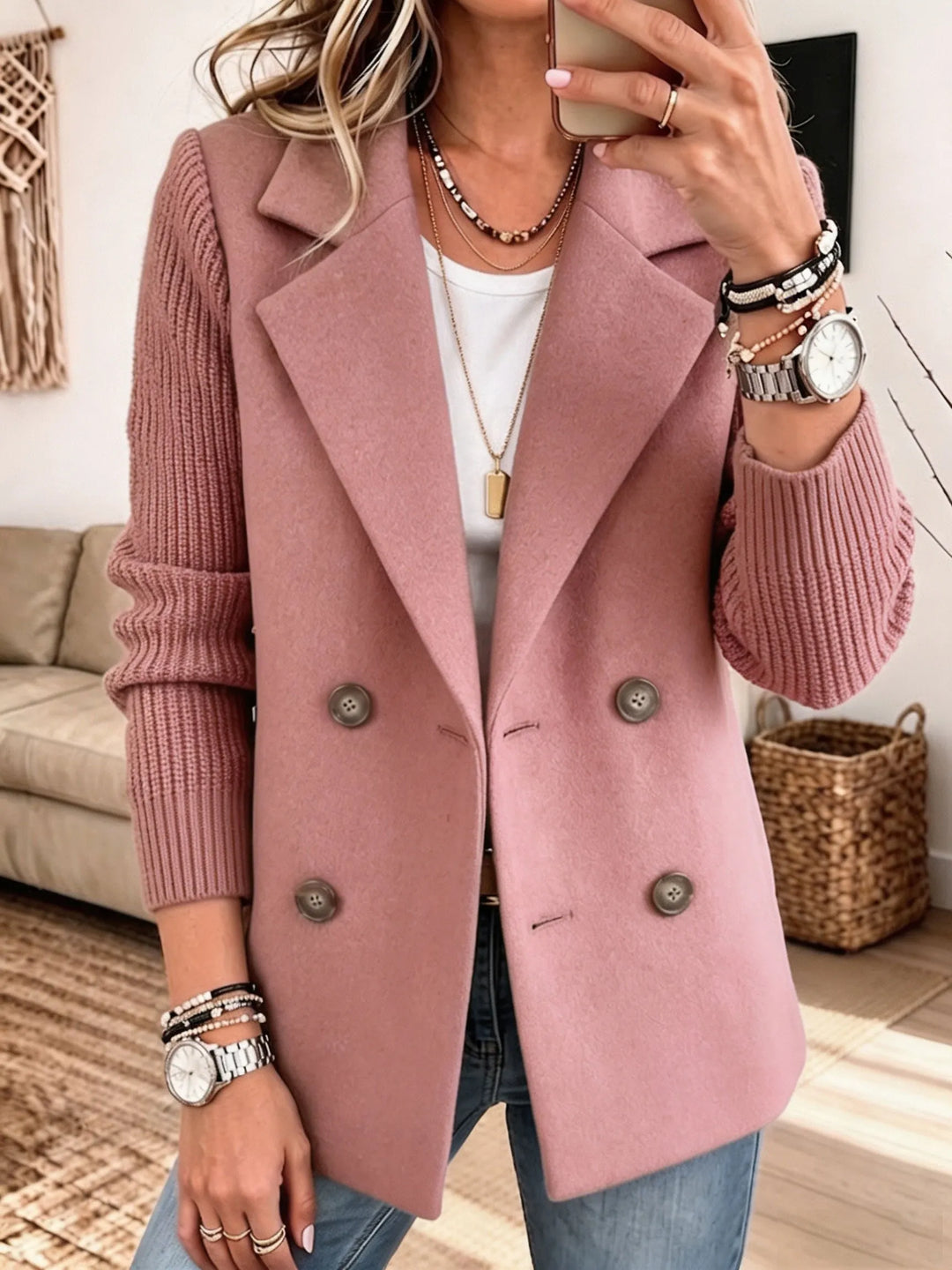 Carla™ | Elegancka marynarka z dzianinowymi rękawami