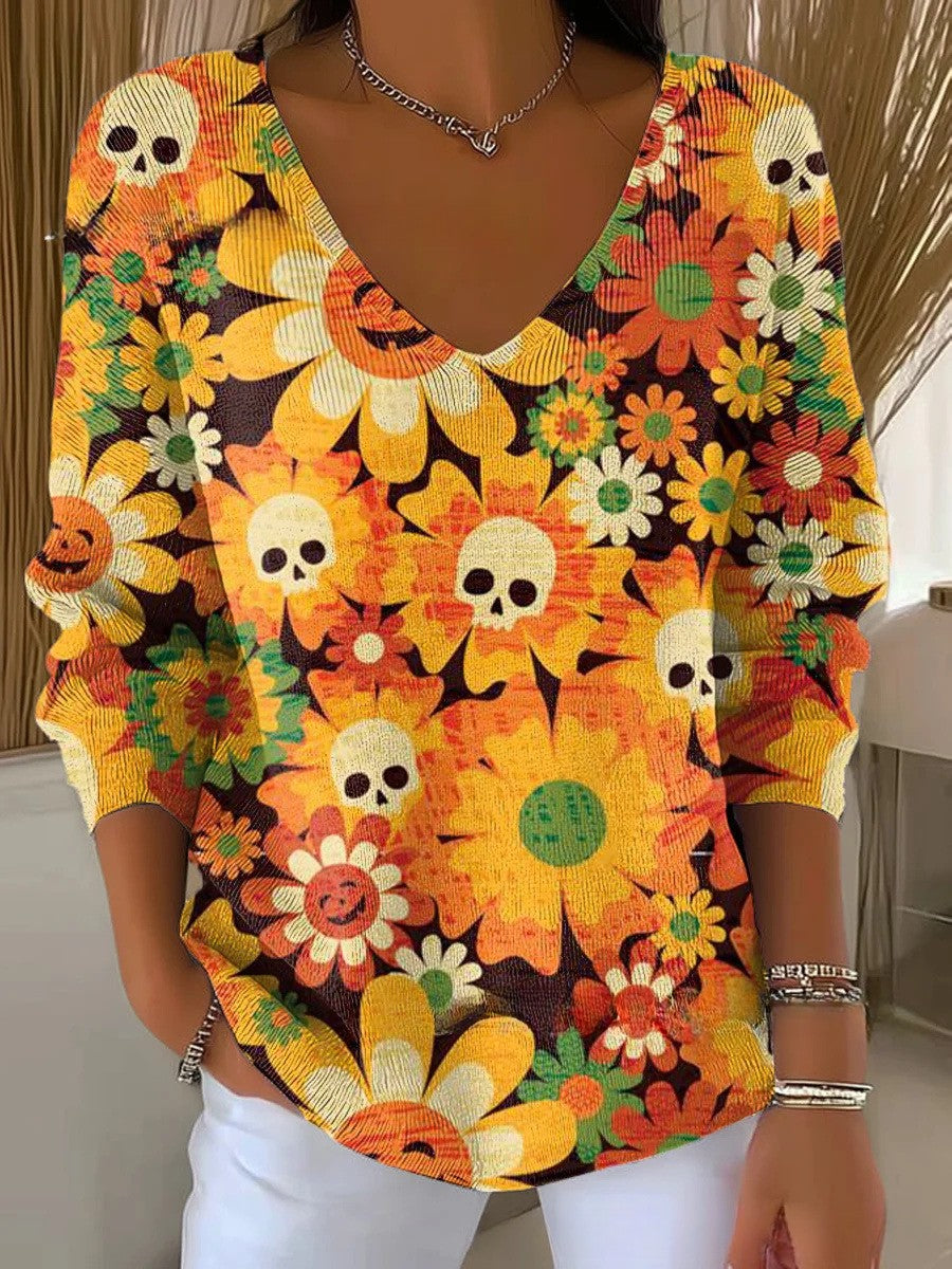 Anna | Kolorowy sweter z dekoltem w serek
