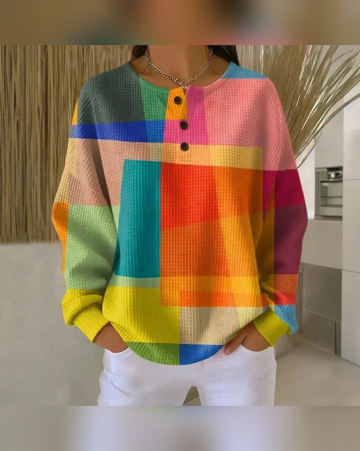 Hilde™ | Sweter o waflowym splocie z dekoltem Henley