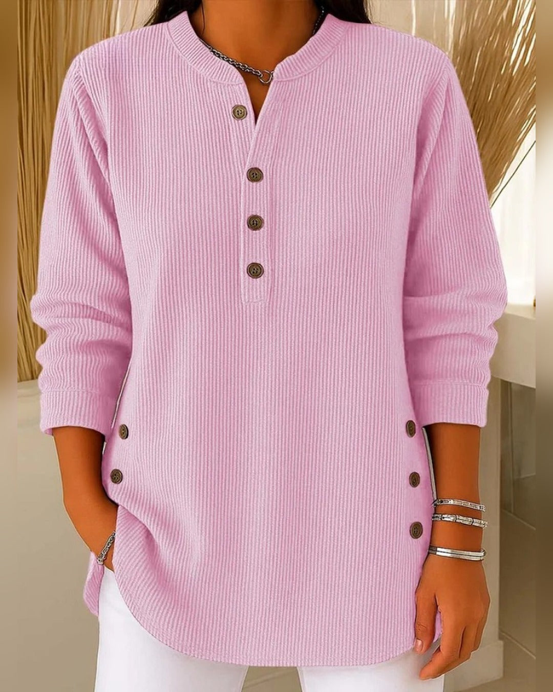 Ingrid™ | Dzianinowa tunika z dekoltem Henley