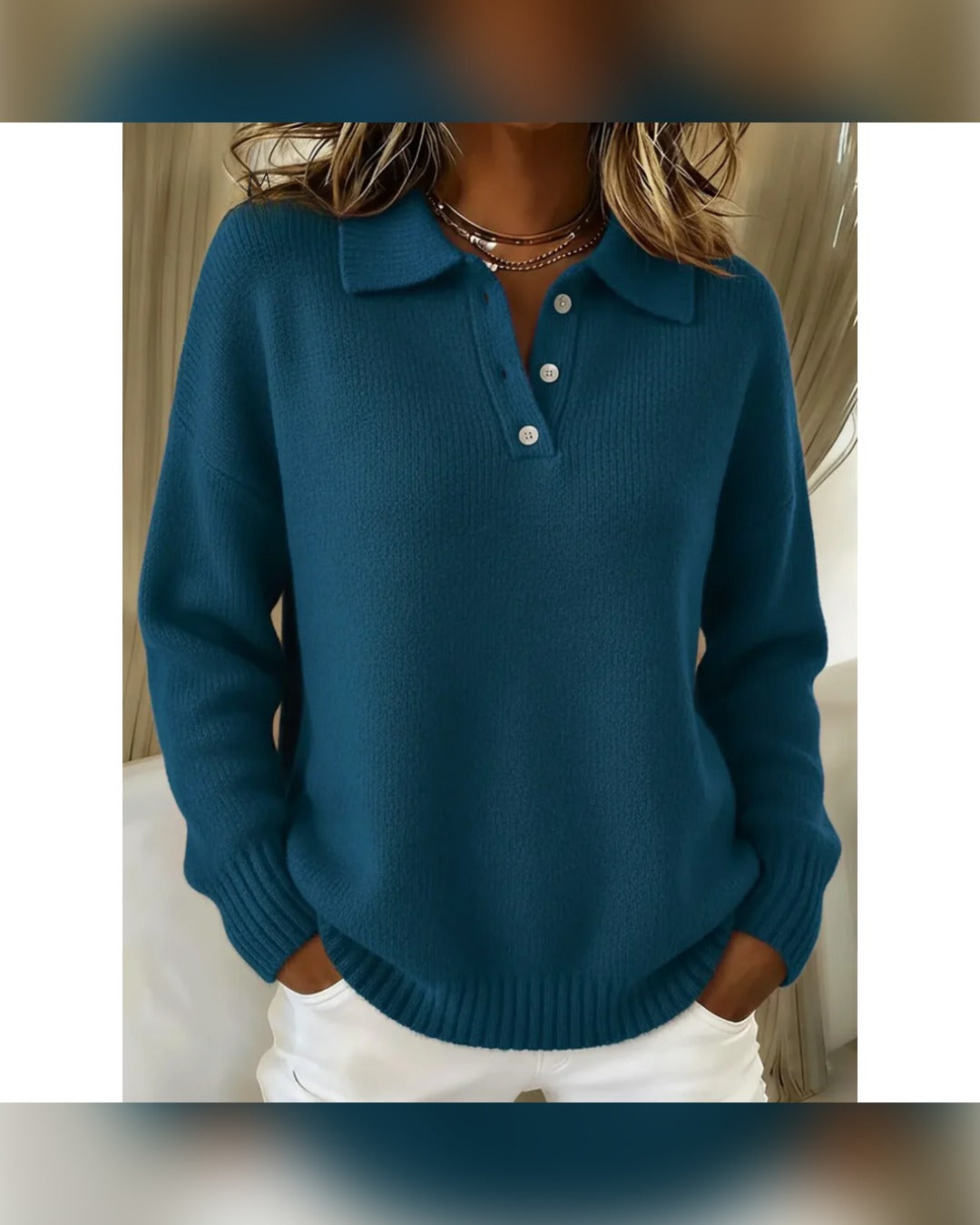 Mathilde™ | Sweter z kołnierzykiem polo