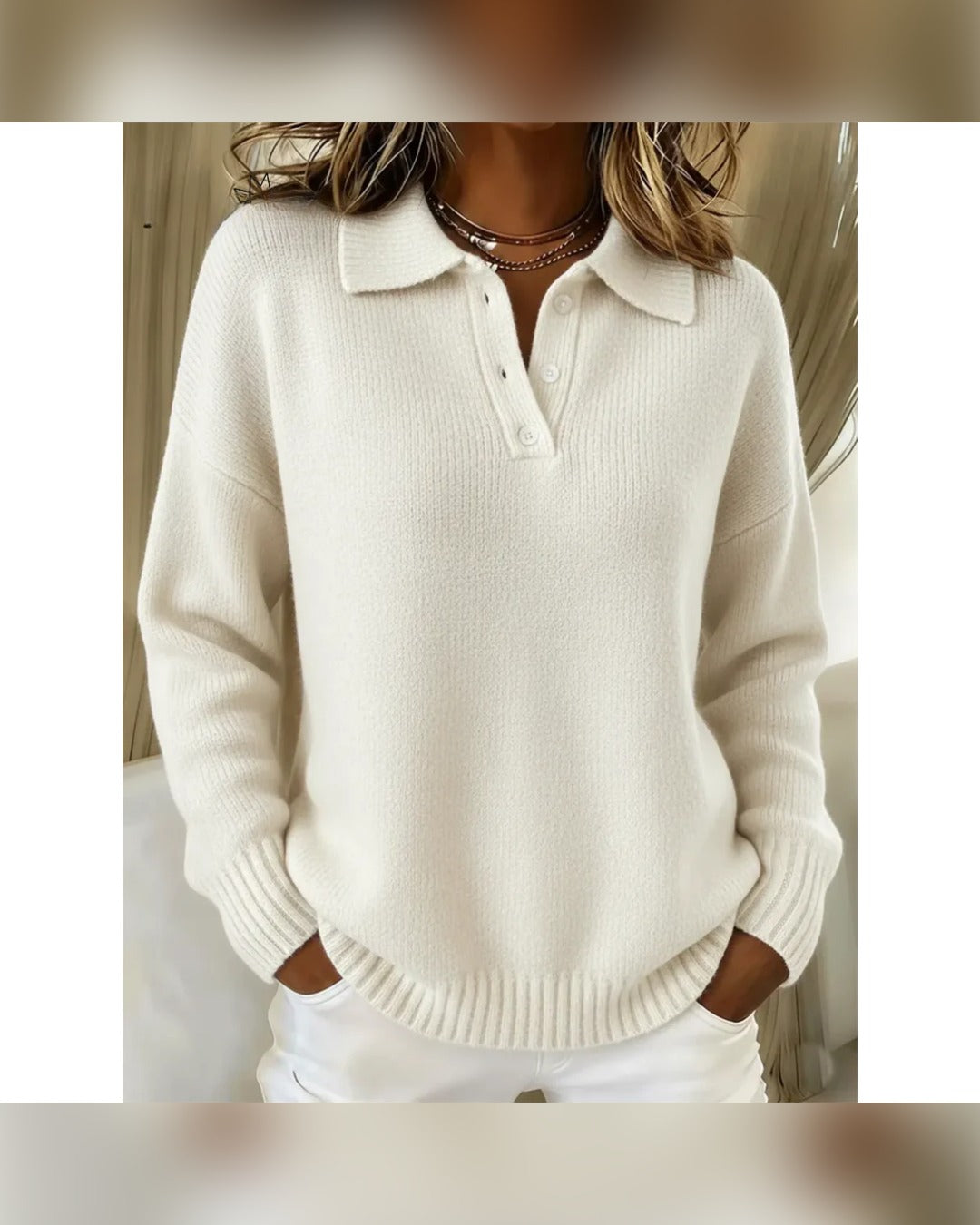 Mathilde™ | Sweter z kołnierzykiem polo
