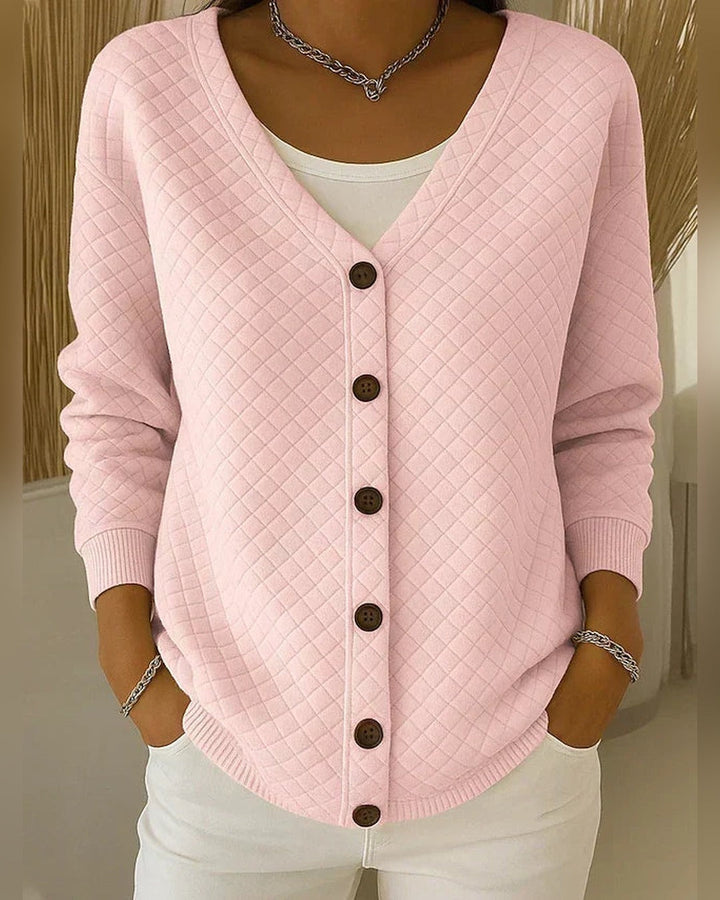 Rosa | Strickjacke mit Rautenmuster