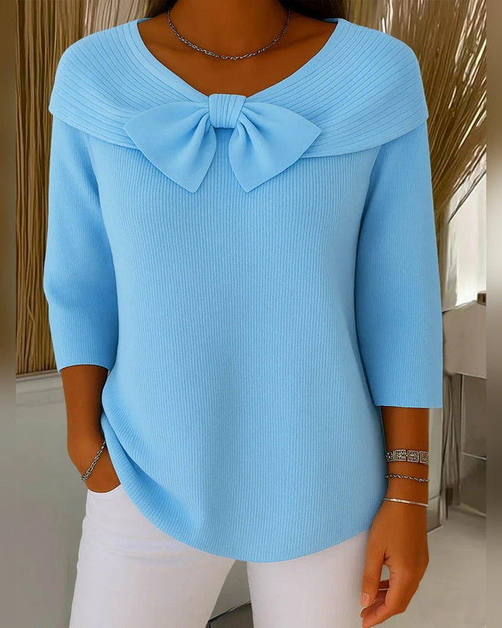 Sonja™ | Sweter z kokardą i okrągłym kołnierzem